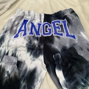 Grey White Blue Angel Sweat Pants